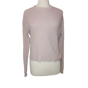brandy melville L Sweater Cropped Pink Ribbed Knit Crewneck top shirt pullover